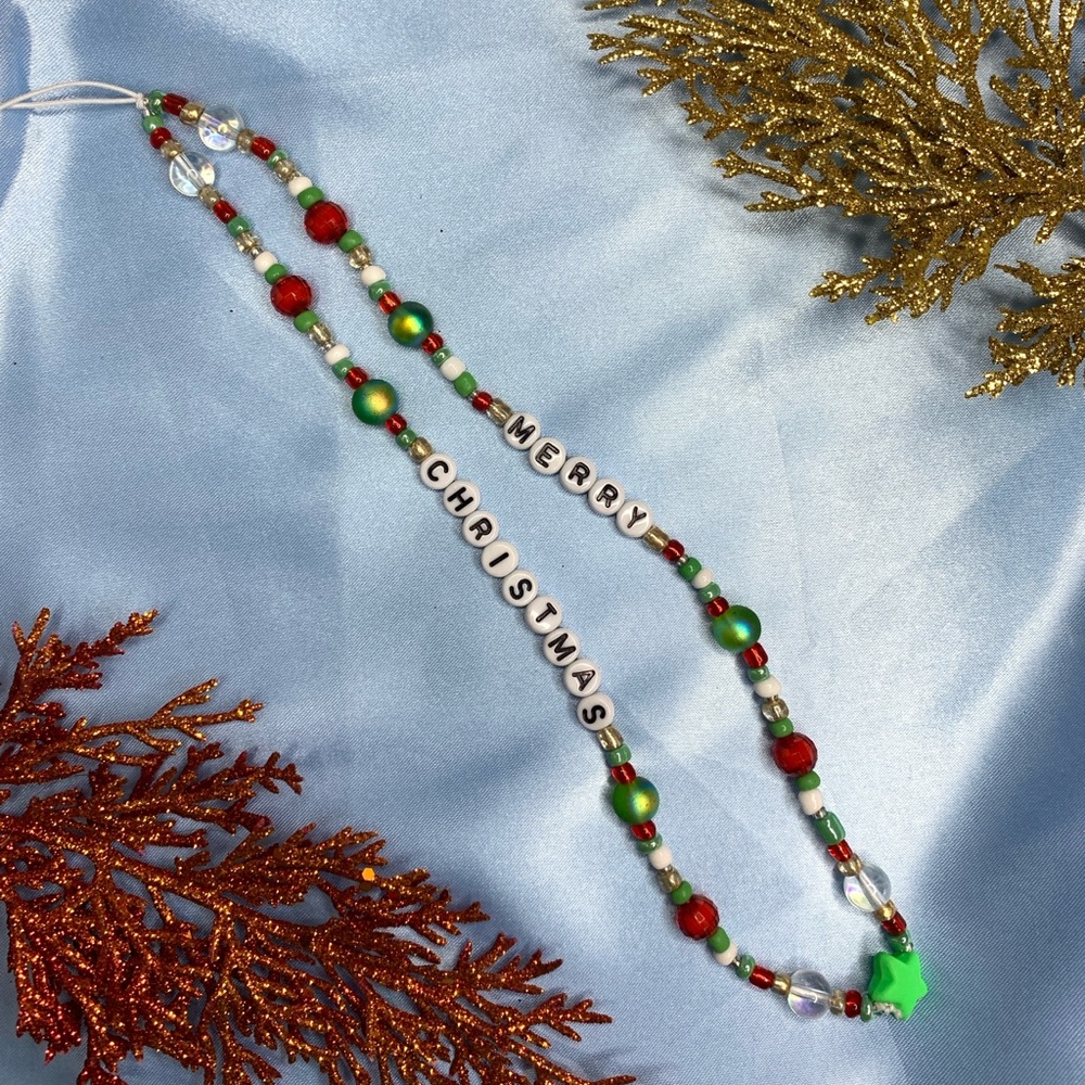 Festive Beaded Christmas Handmade Phone Charm 🎄 Merry Christmas